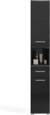 Шафа для ванної кімнати xonox.home Linus X18B5711, чорний глянець, 30x182x31 см