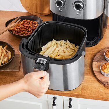 Фритюрниця Karaca Multifry Inox 1700 Вт XL 5,5 л, подвійна, антипригарне покриття, без запаху, циркуляція повітря, регулювання температури та часу