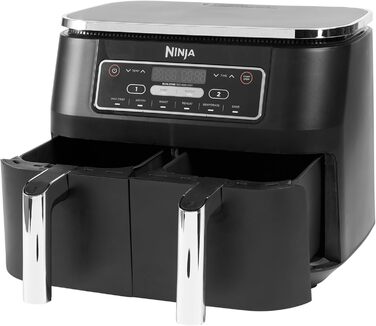 Аерофритюрниця Ninja Foodi Dual Zone 7,6 л, 2 кошики, цифрова, антипригарне покриття, 6-в-1, для 4-6 порцій, чорна (AF300EU)