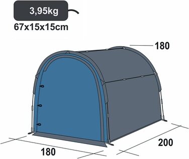 yourGEAR Vento намет 200x180x180 см, водонепроникний універсальний намет для інвентарю та велосипедів з підлогою, захист UV 50+, 5000 мм, для 4 осіб