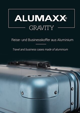 ALUMAXX валіза на колесах Gravity, алюмінієвий чемодан з TSA-замком, 4 подвійні колеса 360°, 56x37x21 см, чорний/сріблястий/синій