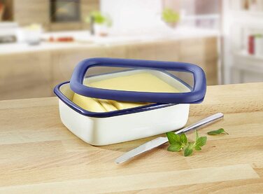 Емальований контейнер HoneyWare Classic Line 0,42 л з кришкою, жаростійкий до 400°C, підходить для плити, духовки, гриля, зберігання та приготування їжі