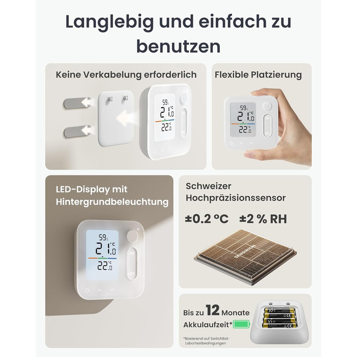 SwitchBot Розумний термостат на радіатор Bluetooth з керуванням через додаток, таймером, енергозбереженням, сумісний з Alexa, Apple HomeKit та Home Assistant (потрібен Hub) (Панель)
