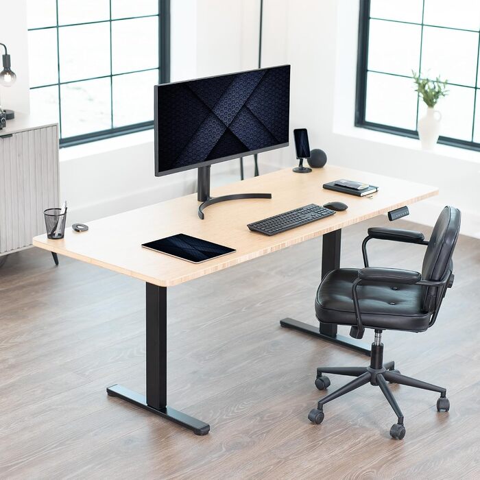 Електричний підйомний стіл-каркас VIVO DESK-E-200B з подвійним двигуном, регулювання висоти з пам'яттю, вантажопідйомність 100 кг, для стільниць до 216x109 см, чорний