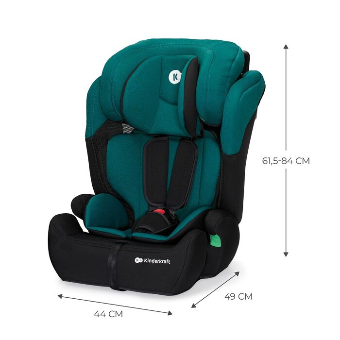 Дитяче автокрісло Kinderkraft COMFORT UP i-Size, для дітей 76-150 см, 5-точковий ремінь, регульований підголівник, зелений, стандарт ECE R129/03