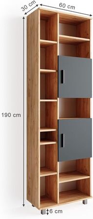 Шафа для ванної Vicco Ilias, дуб/антрацит, 60x190 см, Goldkraft Eiche
