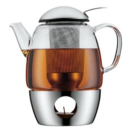 Набір для заварювання чаю WMF SmarTea: скляний чайник 1л з ситечком та підставкою-підігрівачем, нержавіюча сталь Cromargan, 3 предмети