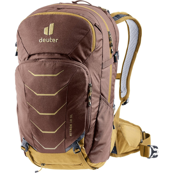 Жіночий велосипедний рюкзак Deuter Attack 18 SL з протектором, колір Raisin-almond, 18 л