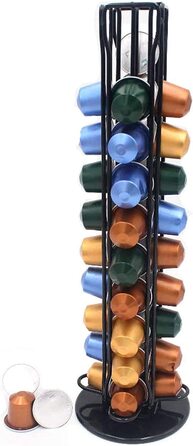 Обертова підставка для капсул Nespresso XIAPIA на 40 штук, чорна, органайзер для зберігання кавових капсул