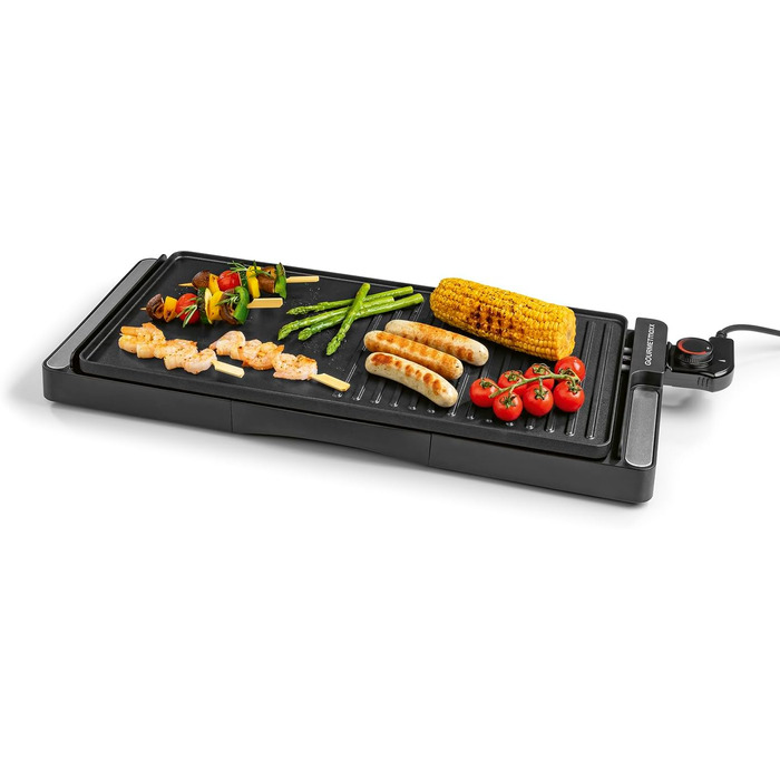 GOURMETmaxx Електричний настільний гриль | Бездимний гриль 2200W з 2 зонами | Антипригарне покриття, регулювання температури