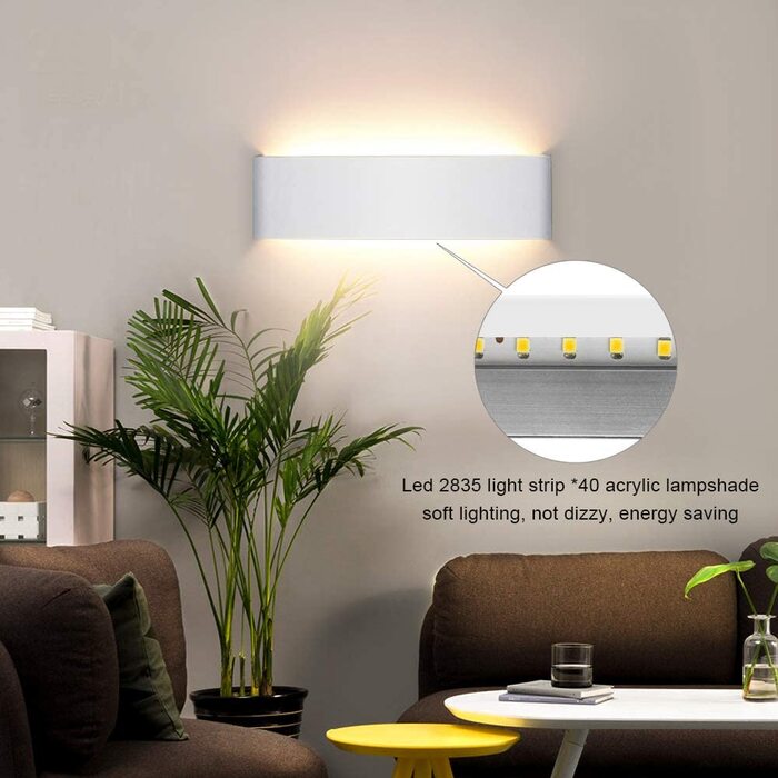 Світильник настінний LED Lightess, білий, 16W, IP44, алюмінієвий, для вітальні, спальні, коридору, тепле біле світло, сучасний дизайн