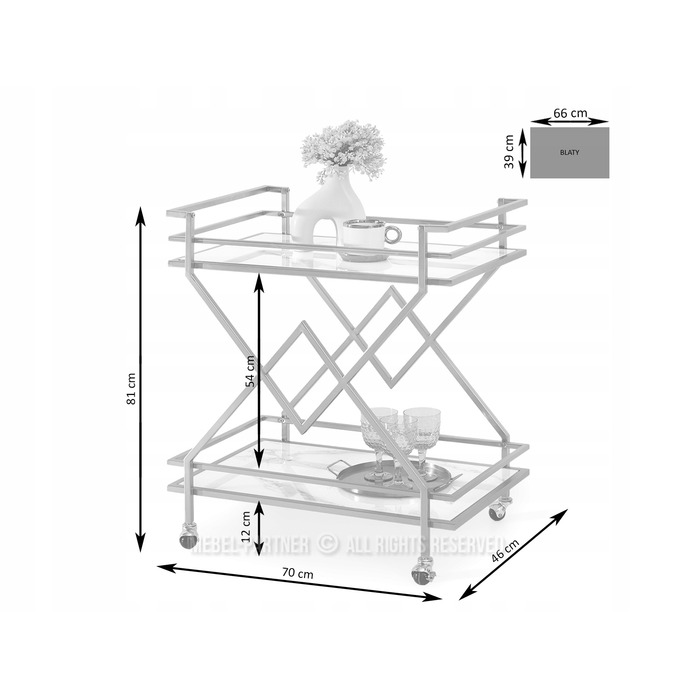 Стіл Mebel-Partner прямокутний, 70 x 46 x 81 см, білий з золотим