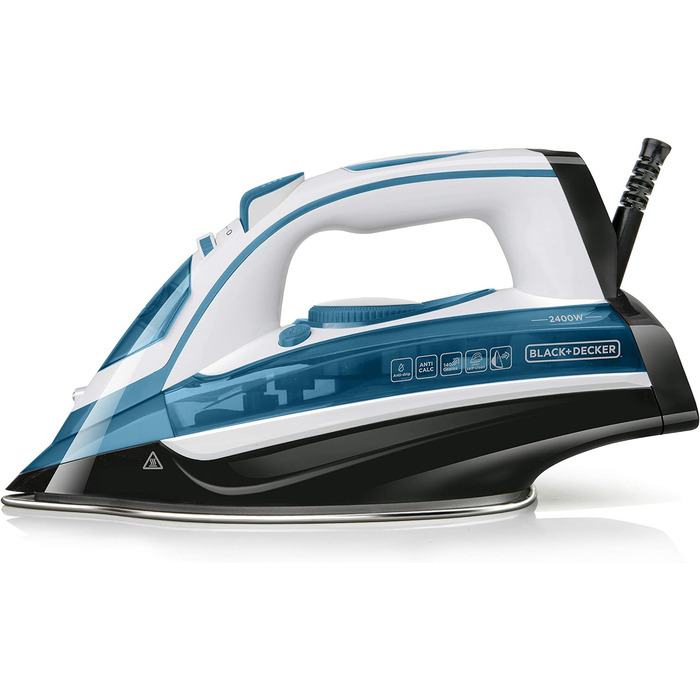Парова праска BLACK+DECKER BXIR2402E, 2400 Вт, 370 мл, пластик, синя/зелена
