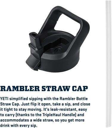Термос YETI Rambler з кришкою-соломинкою, чорний, 769 мл