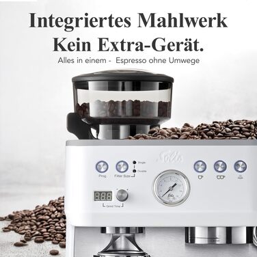 Кавомашина Solis Grind & Infuse Perfetta 1019 з вбудованою кавомолкою та функцією приготування еспресо, капучино та гарячої води - біла