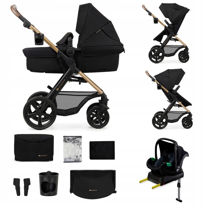 Дитячий візок 4в1 Kinderkraft MOOV 2 EVA з багатофункціональним автокріслом, чорний