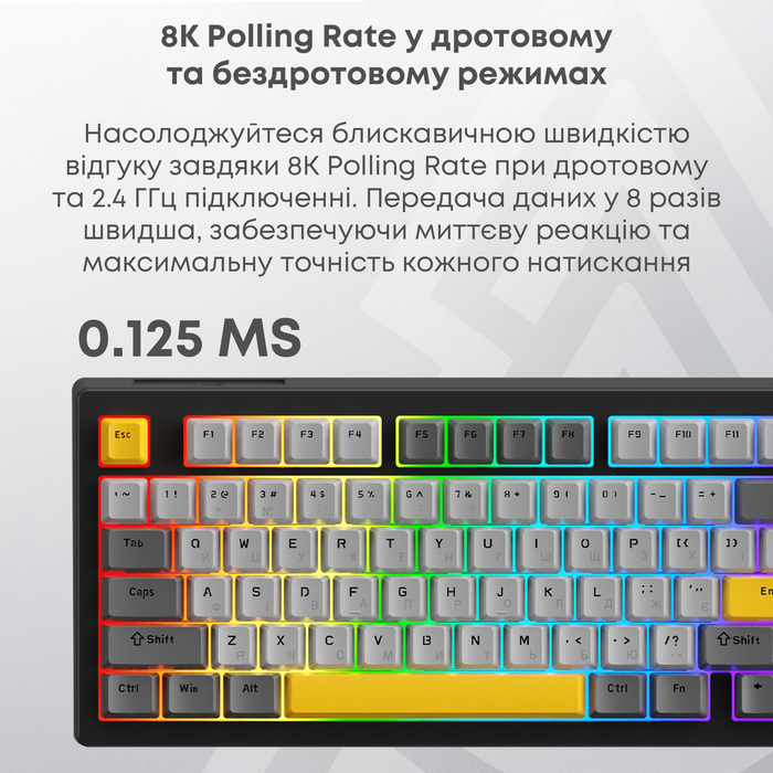 Бездротова механічна клавіатура Ajazz AK820 V2 Coconut Flake Switch (AK820-V2-CF-PWB)