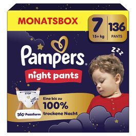 Нічні трусики-підгузки Pampers Night Pants, розмір 7, для дітей від 15 кг, 136 шт.