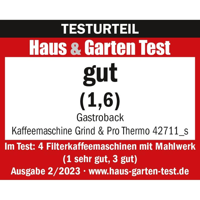 Кавоварка GASTROBACK Grind & Brew Pro Thermo, срібляста, чорна, з млином, термос, автоматична