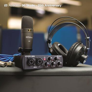 PreSonus AudioBox 96: USB аудіоінтерфейс для запису, стрімінгу та подкастингу (з Studio One Artist, Ableton Live Lite) - Чорний