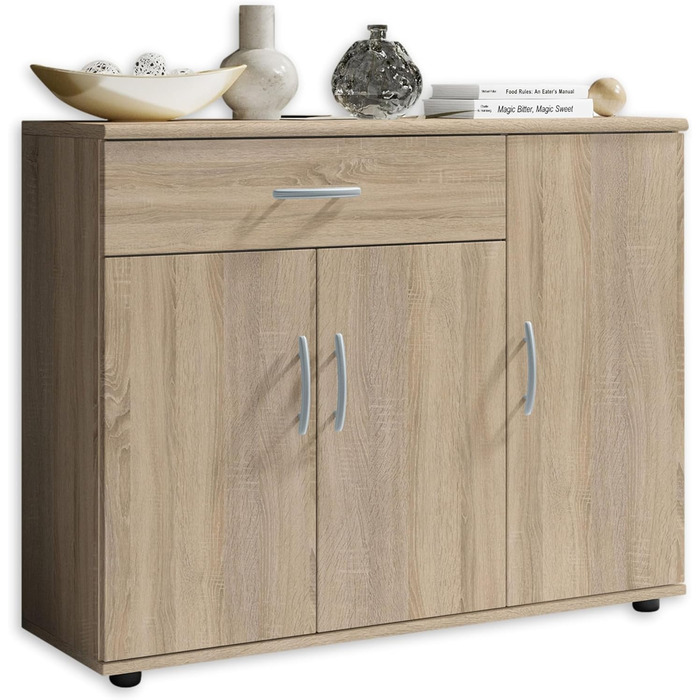 Комод Stella Trading LILLY у стилі дуб сонома, сучасний, з великою місткістю, 90x70x30 см, 1 шухляда, для вітальні