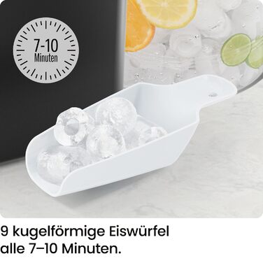 Chefman Iceman - портативна машина для приготування льоду, велика та мала, самоочищення, 9 кубиків за 7 хвилин, 10 кг/24 год, з лопаткою