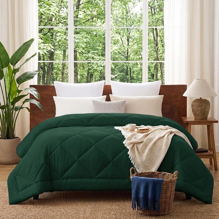 Всесезонна ковдра CozyLux для ліжка (155x220 см), смарагдового кольору
