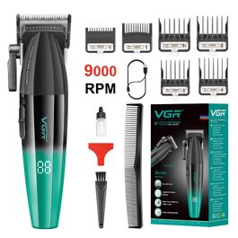 Машинка для стрижки волосся VGR 003 Fresh Fade Professional: акумуляторна, професійна, з LED-дисплеєм, зелена