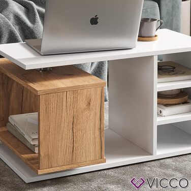 Журнальний стіл Vicco Rafi, білий/дуб, 88x40 см