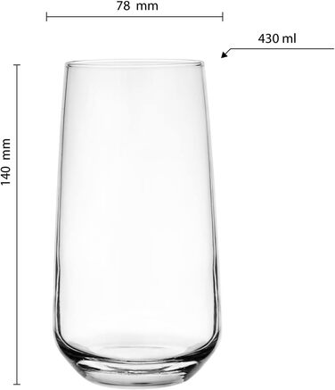 Набір склянок Glasmark Krosno 6 шт. по 430 мл для коктейлів, соку, води, дитячі, скляні, можна мити в посудомийній машині