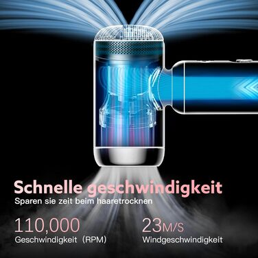 Фен Webeauty іонний, суперлегкий, 110 000 об/хв, 200 млн негативних іонів, швидке сушіння, портативний для подорожей і дому, рожевий