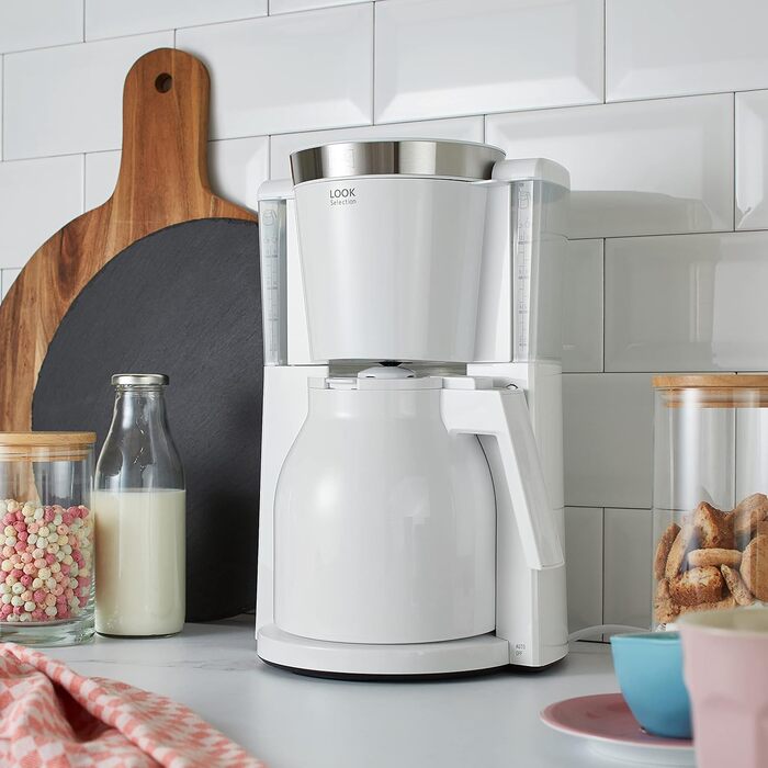 Кавоварка Melitta Look Therm Selection з термочашею, 8 чашок, біла, фільтраційна, захист від крапель