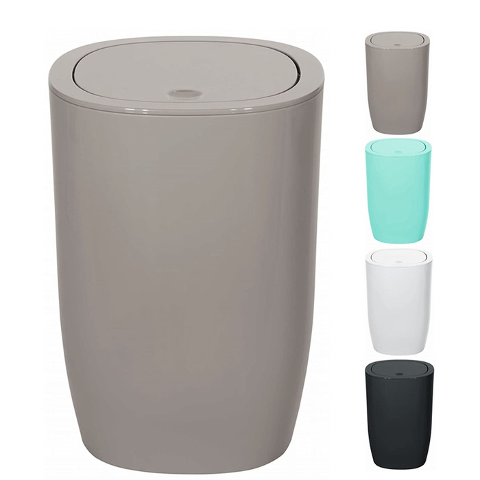 Кошик для сміття з маятниковою кришкою Spirella Pure, 5 л, пластик, для ванної, колір тауп