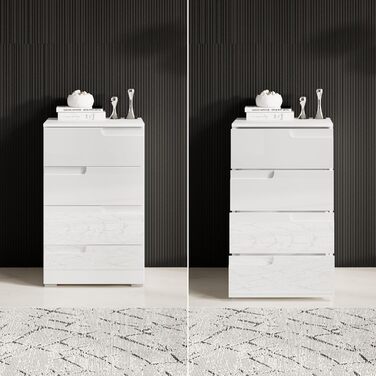 Комод Stella Trading SPICE, білий глянець, сучасний, 50x80x40 см, з великим місцем для зберігання, для вітальні