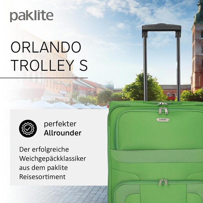 Валіза для подорожей Paklite Orlando, м'який великий дорожній тролей з 2 колесами, 73 см, 80 л, колір зелений
