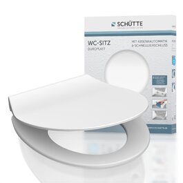 Сидіння для унітаза SCHÜTTE SLIM з мікроліфтом (м'яке закриття) та швидким монтажем, матеріал дуропласт, біле, витримує до 175 кг