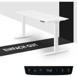 Електричний стіл boho office Homedesk Eco 130x60 см, білий, з регулюванням висоти, 2 мотори, USB, захист від зіткнень
