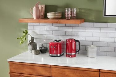Тостер KitchenAid для 2 скибок - ретро дизайн, нержавіюча сталь, червоний Empire. 7 функцій