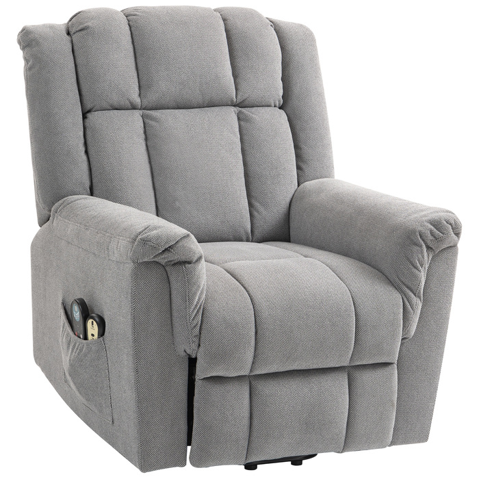 HOMCOM Recliner TV Recliner Електричний регульований масажний реклайнер з функцією відкидання вкладки Sit-to-Stand, широка спинка Реклайнер для телевізора з підніжкою, 2 бічні кишені для вітальні темно-сірий
