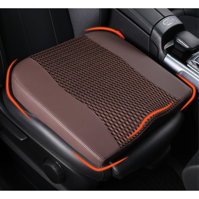 Автомобільна подушка Lofty Aim з Memory Foam для водія: підтримка спини, зняття болю (ішіас), для автокрісла, офісного крісла, інвалідного візка. PU-шкіра, 4D Mesh, коричнева