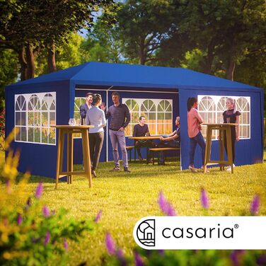 Павільйон CASARIA 3x6 м, 18 м², водовідштовхуючий, з боковинами, захист від UV, для саду та вечірок, синій