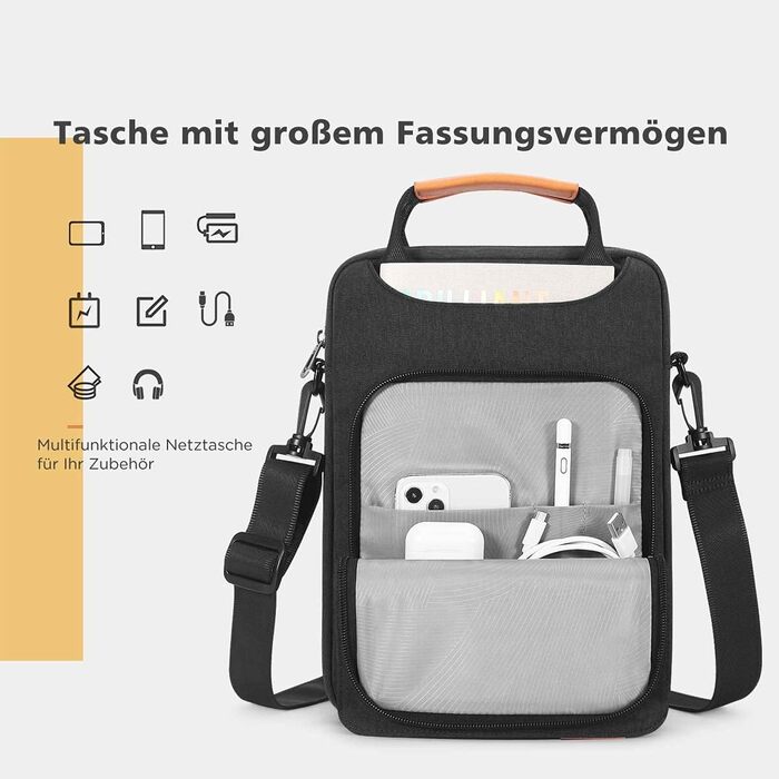 Водонепроникна сумка для ноутбука 12-13'' NIDOO, темно-сіра, для MacBook, iPad Pro, Surface, Galaxy Book, XPS, MatePad