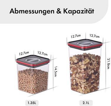 Набори контейнерів Neoflam® для зберігання продуктів з герметичними кришками | BPA Free | Чорний/Червоний (2x1.35L & 2x2.1L)