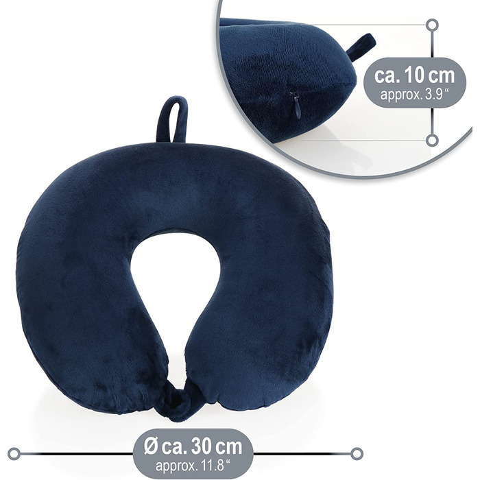 Преміальна подушка для шиї з Memory Foam COM-FOUR, м'яка ортопедична дорожня подушка для дорослих, для літака, авто, поїзда, корабля та автобуса, допомога при засинанні, 1 шт, темно-синя