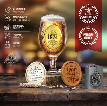 Пивний келих з гравіюванням CROWNLY CRYSTAL® 1935 – персоналізований подарунок для чоловіка на 90 років, декор, келих для дідуся, подарунок на 90-річчя