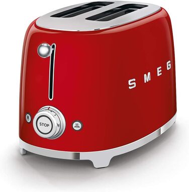 Тостер Smeg TSF01CREU 2-слотовий червоний, 950 Вт: з підрум'юванням, розморожуванням та функцією для булочок