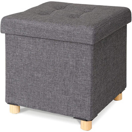 Складаний пуф Dibea 38x38x38 см, сіра оттоманка з місцем для зберігання