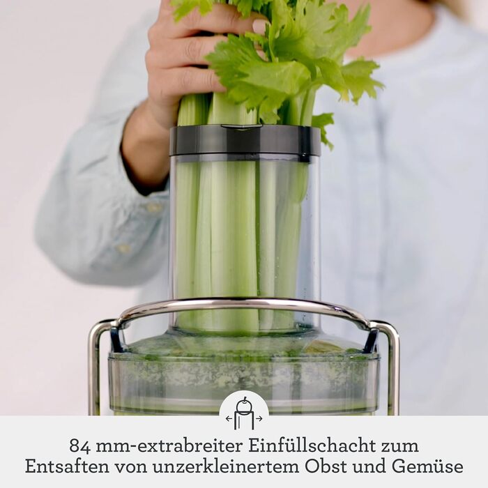 Соковижималка Sage Nutri Juicer Cold для фруктів та овочів, срібляста, 84 мм завантажувальний отвір