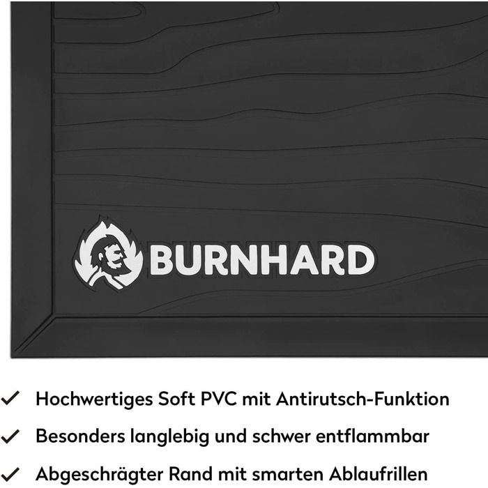 Вогнетривкий килимок для гриля BURNHARD 120x80 см з м'якого ПВХ, захисна підкладка для підлоги, BBQ мат для газового гриля, для вулиці