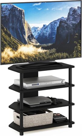ТВ-тумба Furinno з 4 полицями, чорна, дерево, 37×60×59 см